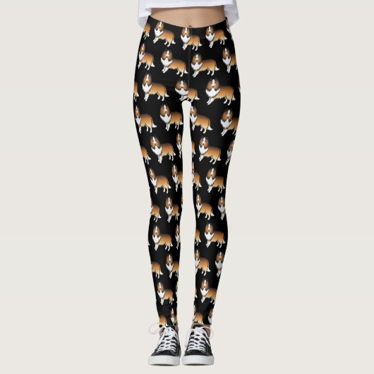 Leggings Sable Shetland Sheepdog Motif de dessin de chien (Devant)