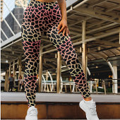 Leggings Safari Giraffe verte et rose Imprimer