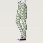 Leggings Sage géométrique en latte moderne Vert Jade & Blan (Gauche)
