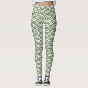 Leggings Sage géométrique en latte moderne Vert Jade & Blan