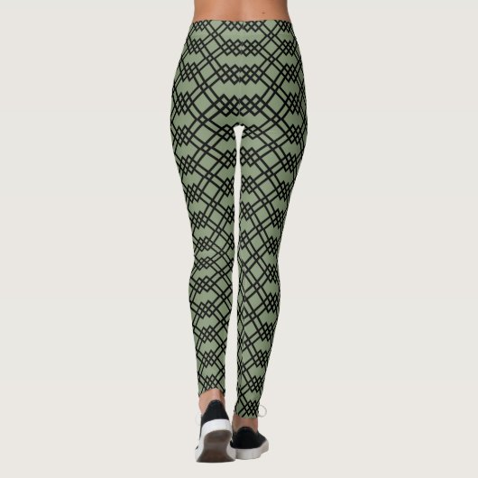 Leggings Sage géométrique en latte moderne Vert Jade & Noir (Dos)