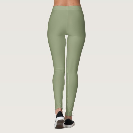 Leggings Sage Vert Élégant Neutre Plaque Couleur Solide (Dos)