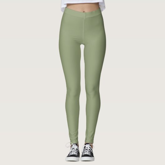 Leggings Sage Vert Élégant Neutre Plaque Couleur Solide (Devant)