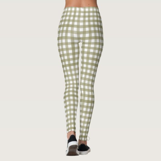 Leggings Sage Vert En vichy Plaid Motif (Dos)