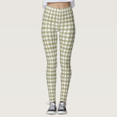 Leggings Sage Vert En vichy Plaid Motif (Devant)