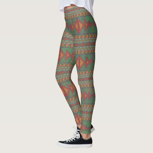 Leggings Sagebrush sud-ouest vert conception géométrique Le (Gauche)