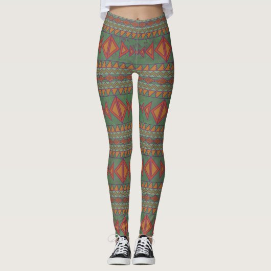 Leggings Sagebrush sud-ouest vert conception géométrique Le (Devant)