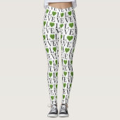 Leggings Saint Patrick | Amour | coeur étincelant vert (Devant)