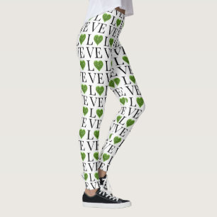 Leggings Saint Patrick Amour coeur étincelant vert