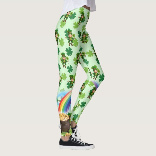 Leggings Saint Patrick's Day Leprechaun Shamrock arc-en-cie (Droite)