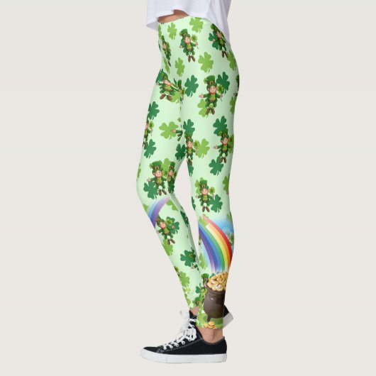 Leggings Saint Patrick's Day Leprechaun Shamrock arc-en-cie (Gauche)