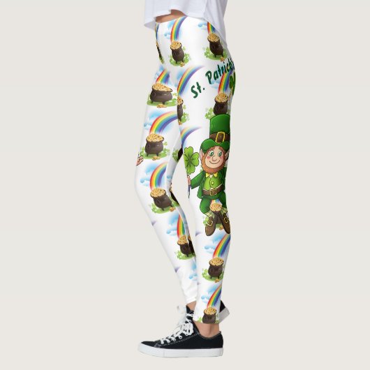 Leggings Saint Patrick's Day Rainbow Pot of Gold Leprechaun (Gauche)