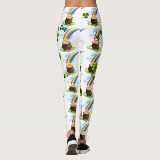 Leggings Saint Patrick's Day Rainbow Pot of Gold Leprechaun (Dos)