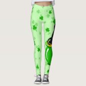 Leggings Saint Patrick's Day Shamrock Pot of Gold Black Cat (Devant)
