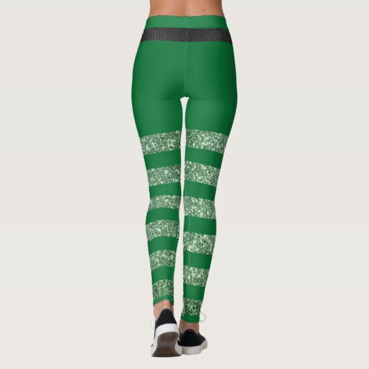 Leggings Saint Patrick's Day Striped Green Parties scintill (Dos)