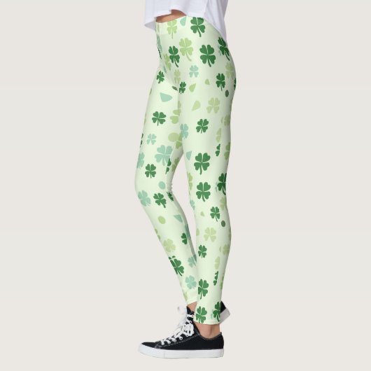 Leggings Saint Patricks jour Green Cover Shamrock Motif (Gauche)