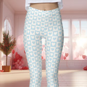 Leggings Saint-Valentin Cœur Damier Bleu Clair