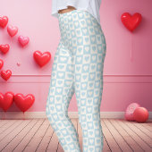 Leggings Saint-Valentin Cœur Damier Bleu Clair