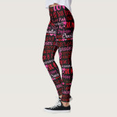 Leggings Saint-Valentin Coeurs d'amour Pink Red Black Leggi (Gauche)