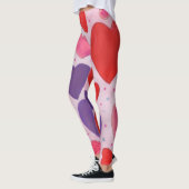 Leggings Saint-Valentin Coeurs en rose, violet et rouge (Gauche)
