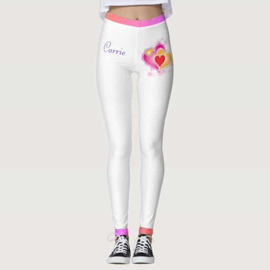 Leggings Saint Valentin Coeurs et nuances de rose (Devant)