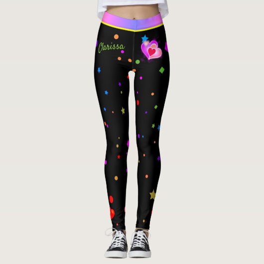 Leggings Saint Valentin Coeurs roses Festive Anniversaire (Devant)