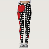 Leggings Saint Valentin Coeurs rouges Noir Blanc Polka Poin (Devant)