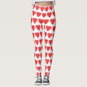 Leggings Saint-Valentin Jambes blanches du Coeur rouge (Devant)