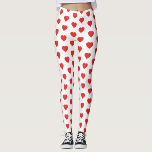 Leggings Saint-Valentin Motif du coeur rouge Whimsiacl (Devant)