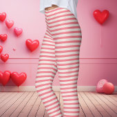 Leggings Saint-Valentin rayé rose et blanc