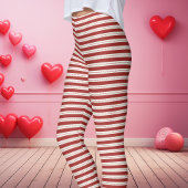 Leggings Saint-Valentin rayé rouge et blanc