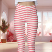 Leggings Saint-Valentin rose et blanc rayé