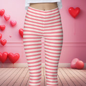Leggings Saint-Valentin rose et blanc rayé