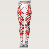 Leggings Saint-Valentin Tatouage Tribal des Coeurs rouges (Devant)