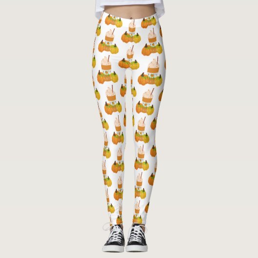 Leggings saison d'épices citrouille heureuse (Devant)