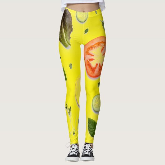 Leggings Salade et fruits motif transparent arrière - plan (Devant)