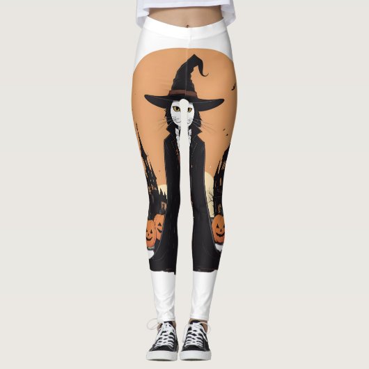 Leggings Sale mystique Chat noir avec Citrouille (Devant)