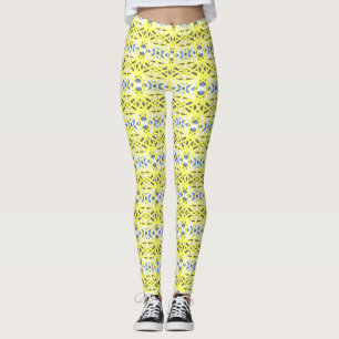 Leggings Salle de Motif géométrique gris-jaune gai