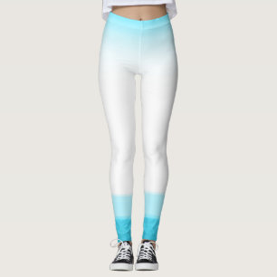 Leggings Salon chic de gym au look aquarelle bleue et blanc