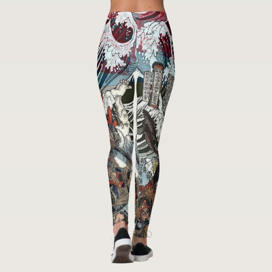 Leggings Samouraïs combattant sous des vagues (Dos)