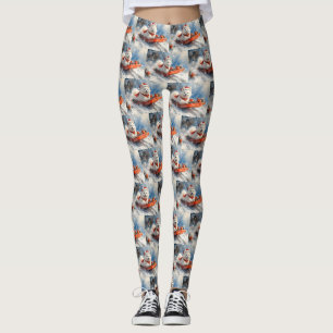 Leggings Samoyé Chien dans la boue Laisser il neige Noël