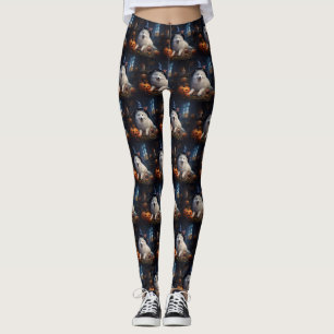 Leggings Samoyed Citrouilles Halloween Effrayant