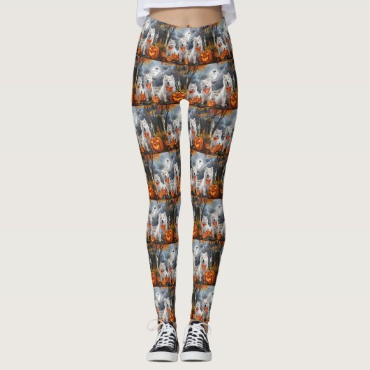 Leggings Samoyed Halloween Épouvantable (Devant)