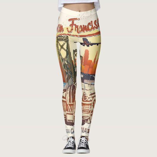 Leggings San Francisco, Retro Car Typography. (Devant)
