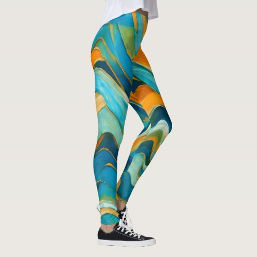 Leggings "Sanlúcar" Vagues bleu vert orange (Droite)