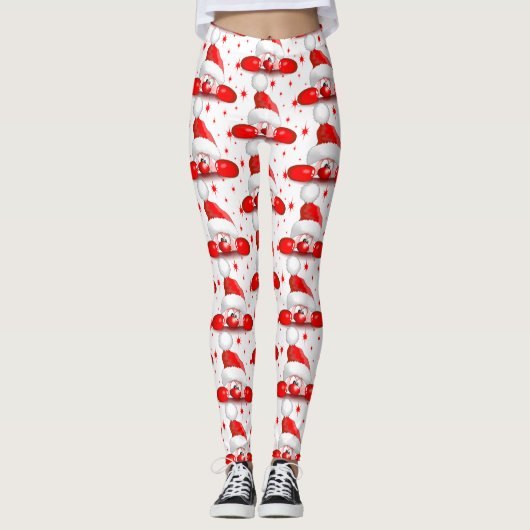 Leggings Santa Cartoon Cute Peeking Character © BluedarkArt (Devant)
