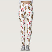 Leggings Santa Claus Red Suit Reindeer Motif de Noël (Devant)