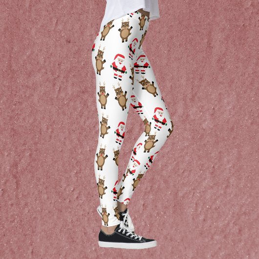 Leggings Santa Claus Red Suit Reindeer Motif de Noël