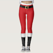 Leggings Santa Claus Rouge & Blanc Fourrure Noir Botte Noël (Devant)