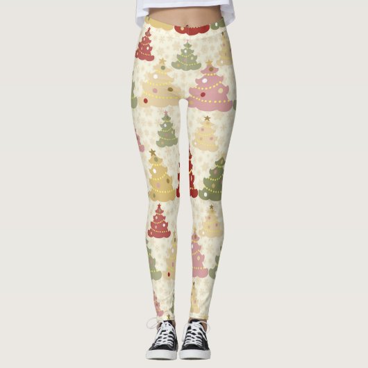 Leggings Sapin de Noël coloré (Devant)